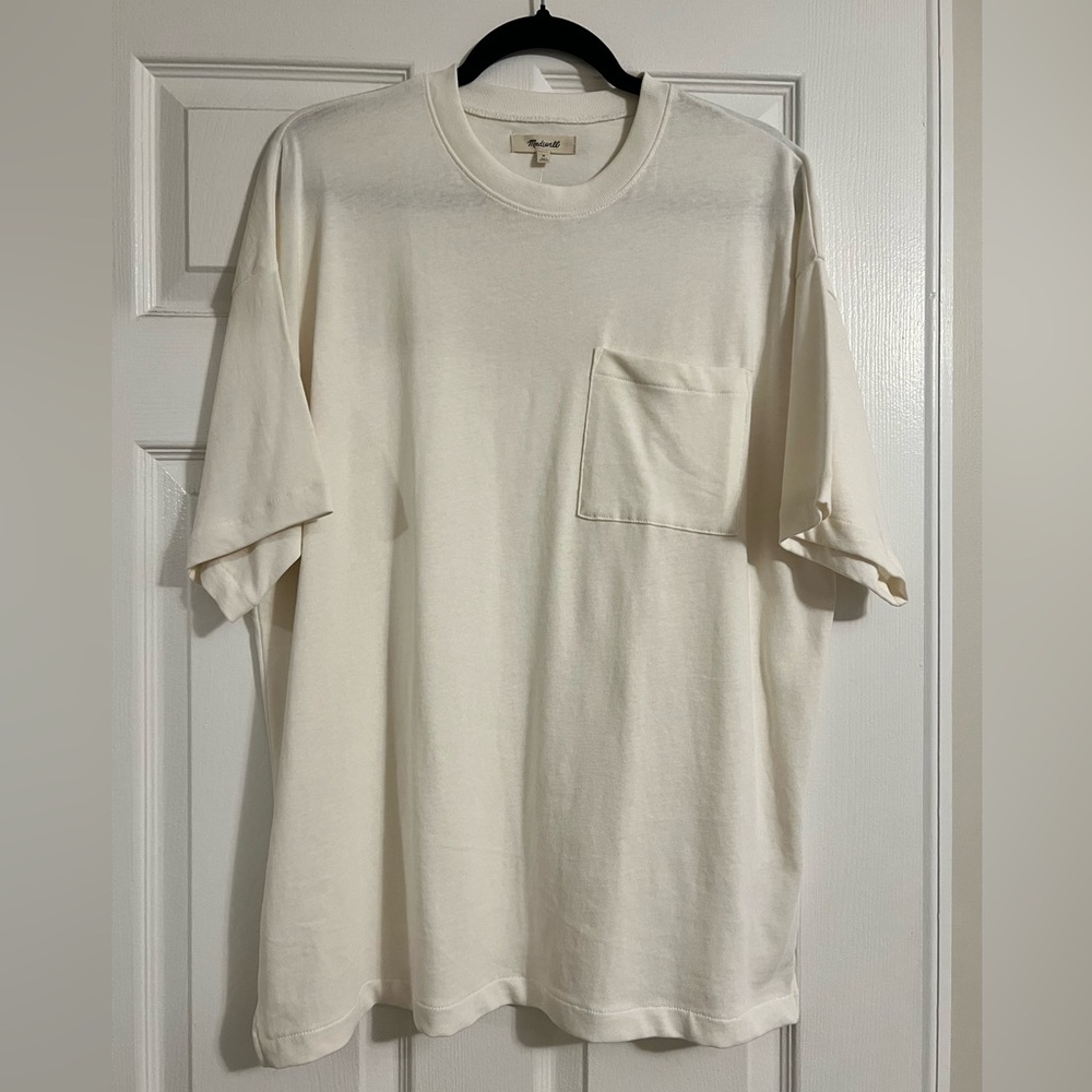 NWT Madewell Cream Short Sleeve Pocket Tee